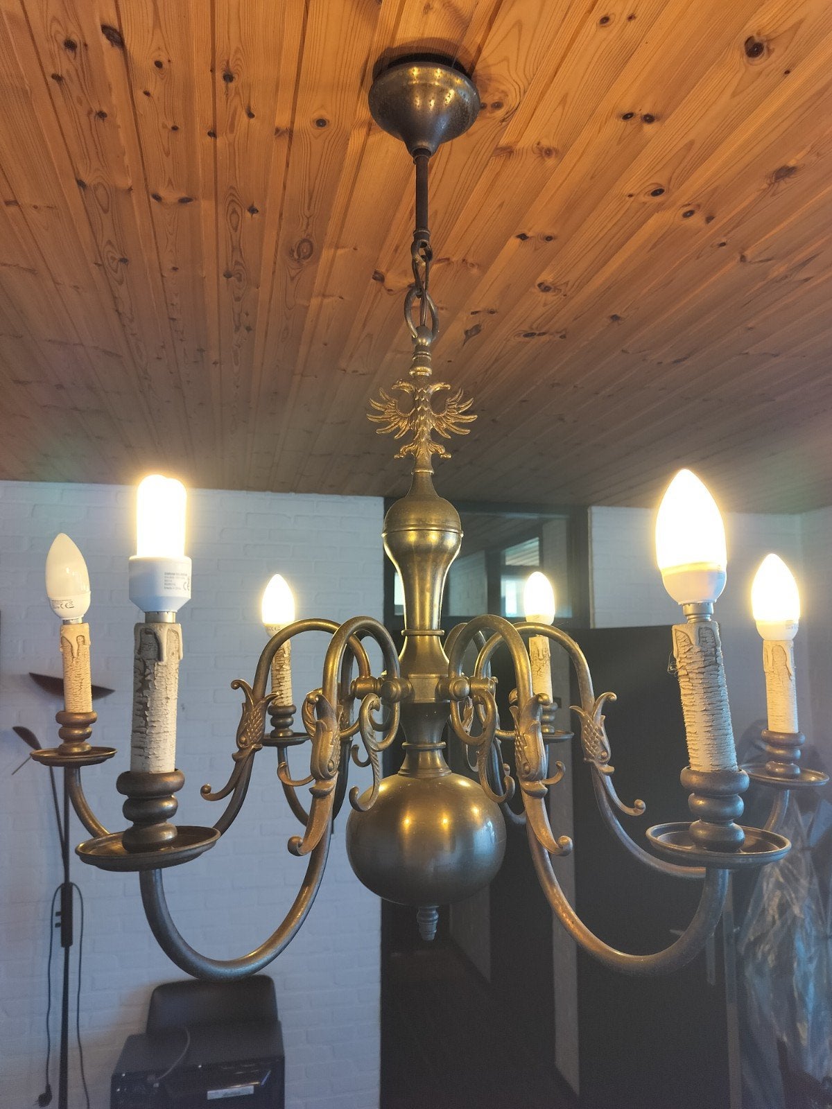 Lustre ancien en laiton avec décoration, Antiquités & Art, Enlèvement