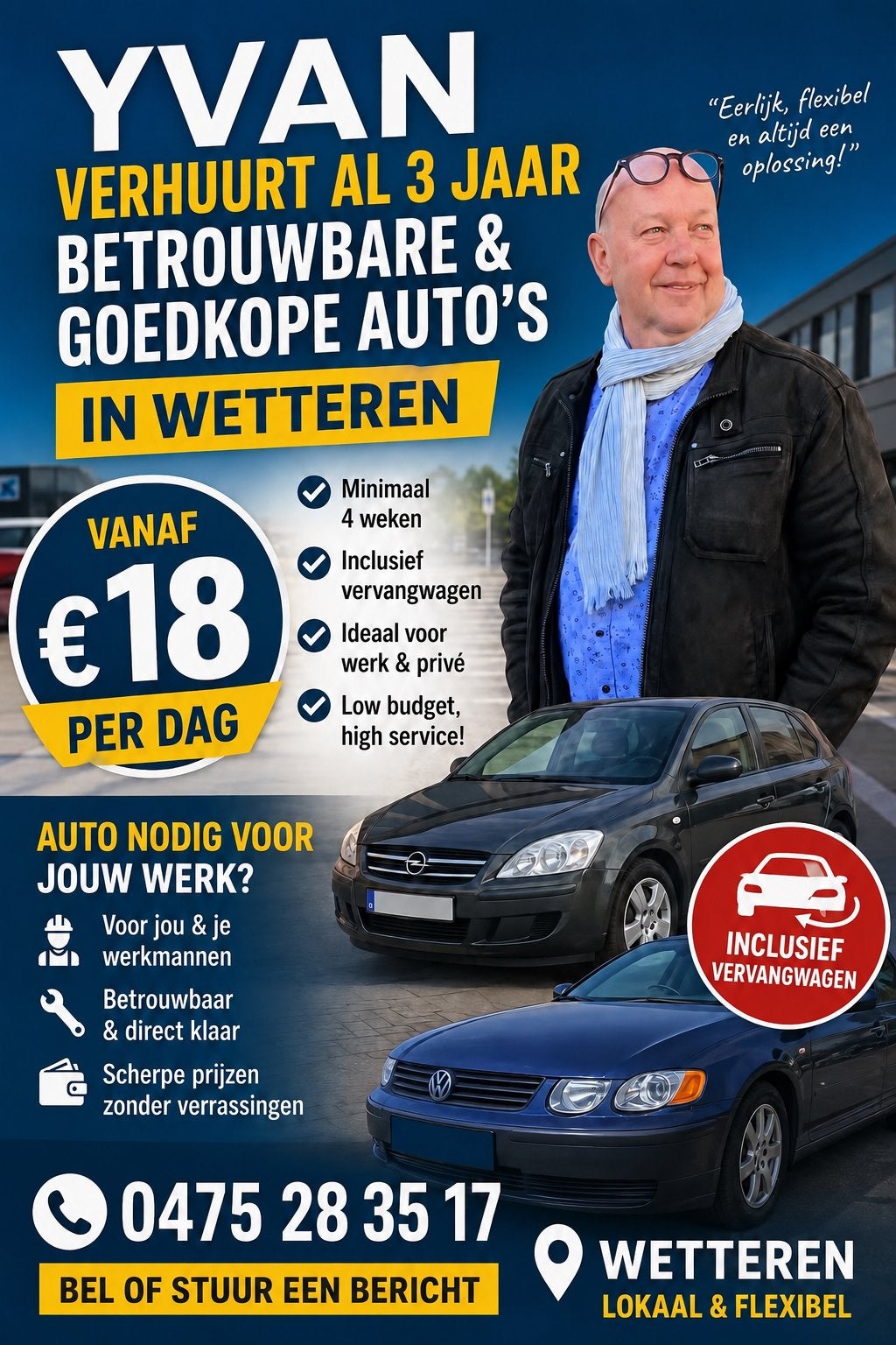 Voiture à louer 15€/jour, Enlèvement