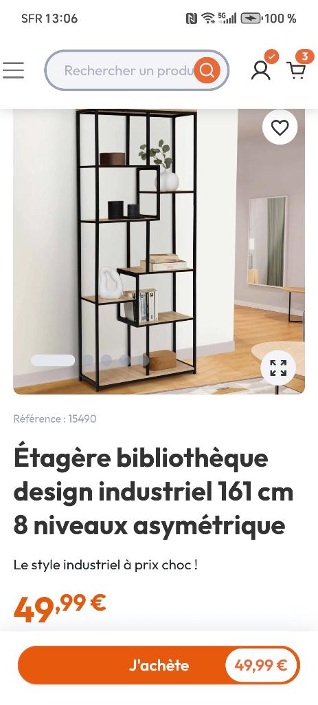 Étagère -bibliotheque neuve, Enlèvement, Neuf