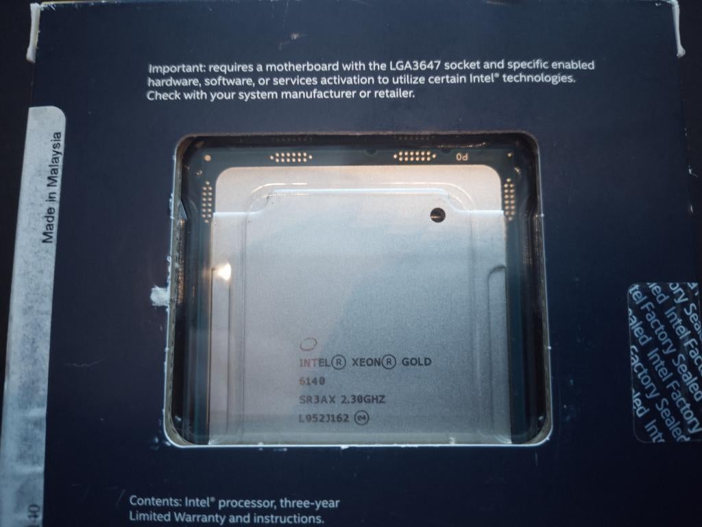 CPU intel XEON Gold 6140, Intel Xeon, Enlèvement, 2 à 3 Ghz, LGA 3647