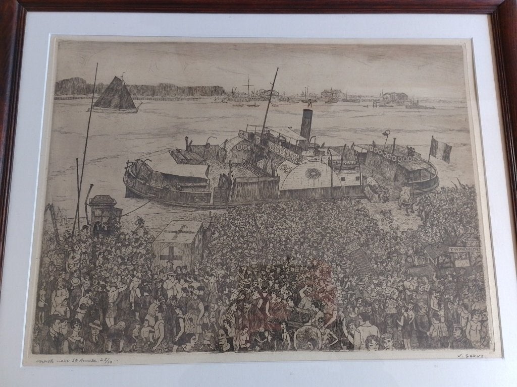 Jacques Gorus  1901 - 1981   Ets  Boot  Sint Anneke, Antiek en Kunst, Verzenden, Ets, Genummerd