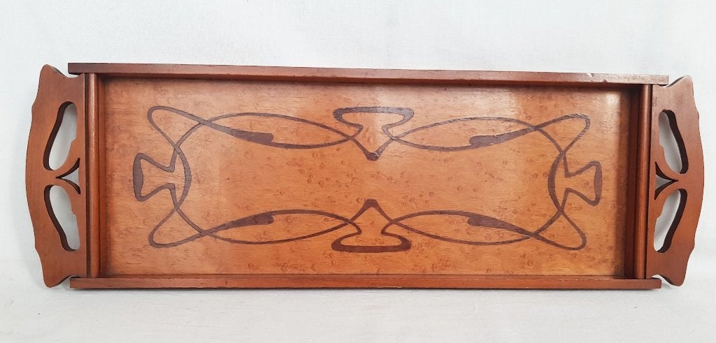 Plateau, marqueterie, Art Nouveau., Enlèvement ou Envoi