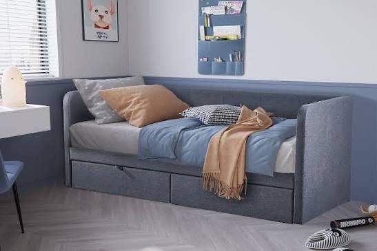 Zetelbed Parma, Huis en Inrichting, Slaapkamer | Slaapbanken, Nieuw, 90 cm, 200 cm, Eenpersoons, Grijs, Ophalen