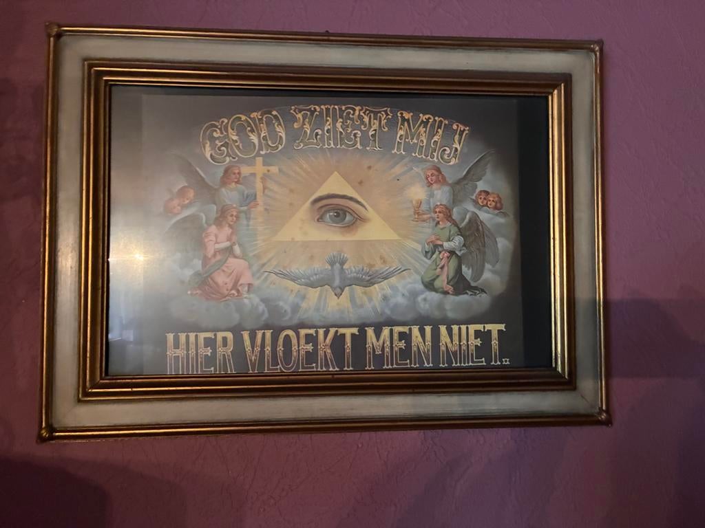 Vintage heiligen kader god ziet mij, Enlèvement