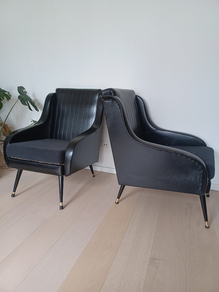 Paire fauteuils vintage, Maison & Meubles, Fauteuils, 75 à 100 cm, Synthétique, Enlèvement, Utilisé