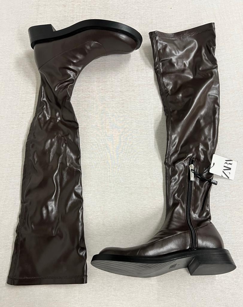Bottes longues Zara NEW 37 marron avec fermeture éclair, Neuf, Enlèvement ou Envoi, Brun, Bottes hautes