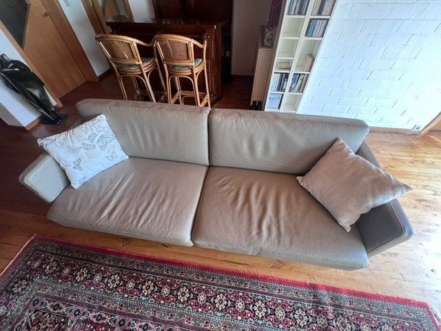 lederen zetel, Huis en Inrichting, Ophalen, Driepersoons, Leer, Zo goed als nieuw