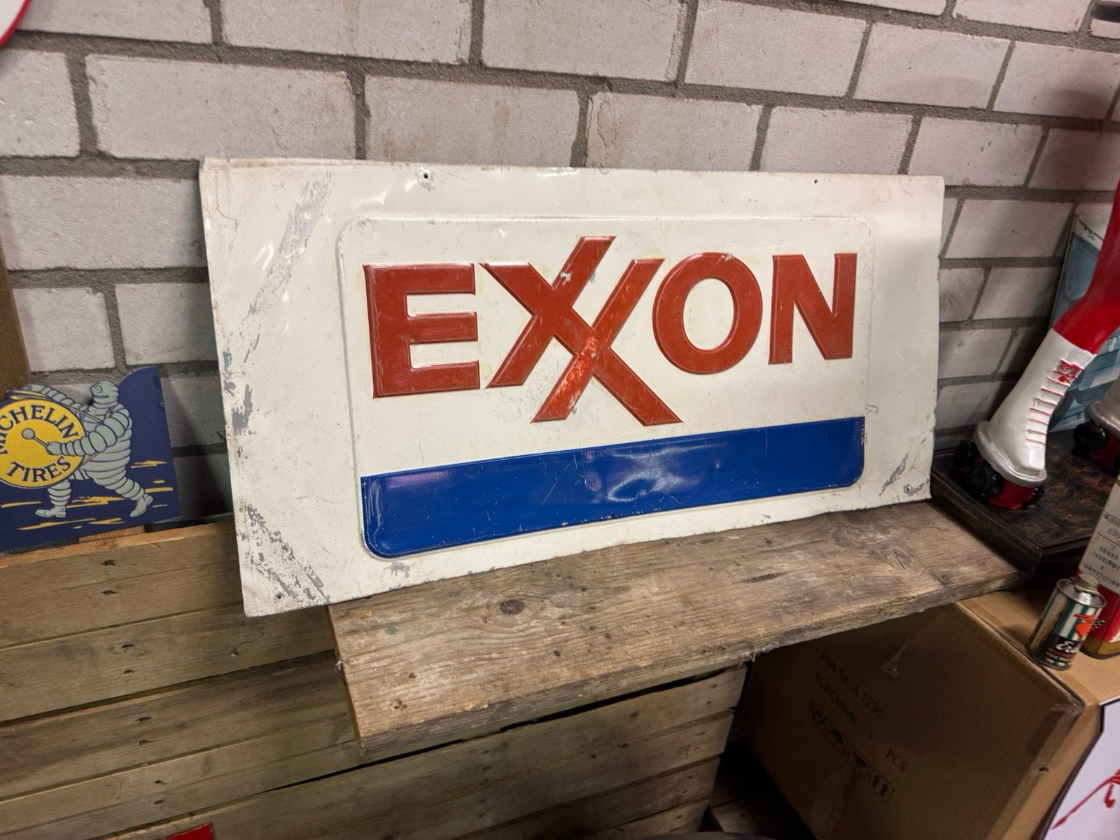 EXXON / Esso oud reclamebord, Verzamelen, Ophalen of Verzenden, Gebruikt, Reclamebord
