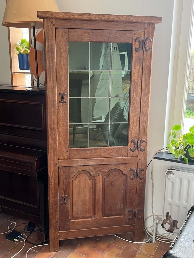 Mooie eikenhouten hoekkast, Huis en Inrichting, Ophalen, Ancien, Eikenhout, 50 tot 100 cm