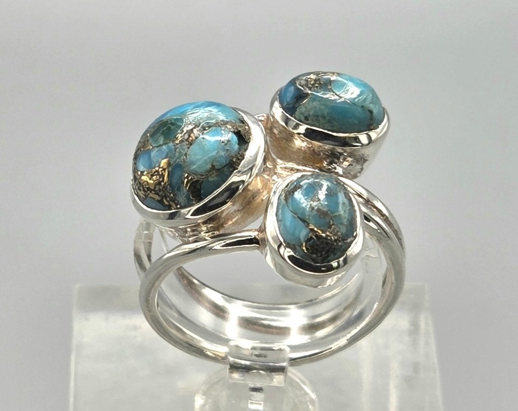 Bague en argent avec turquoise cuivrée. 2026/645, Neuf, Enlèvement ou Envoi, Autres couleurs, 17 à 18