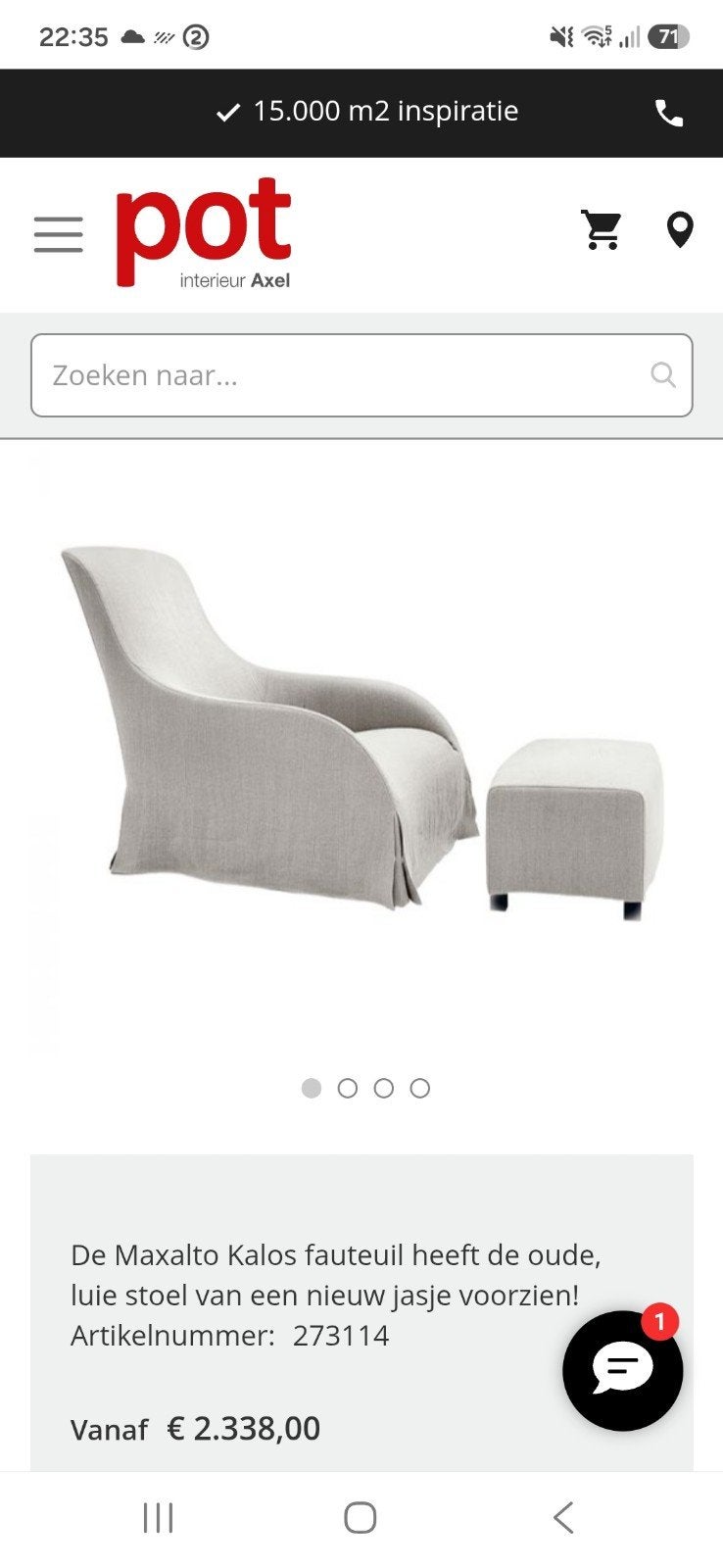Design Maxalto Kalos fauteuil van B&B zonder hoes, Huis en Inrichting, Ophalen