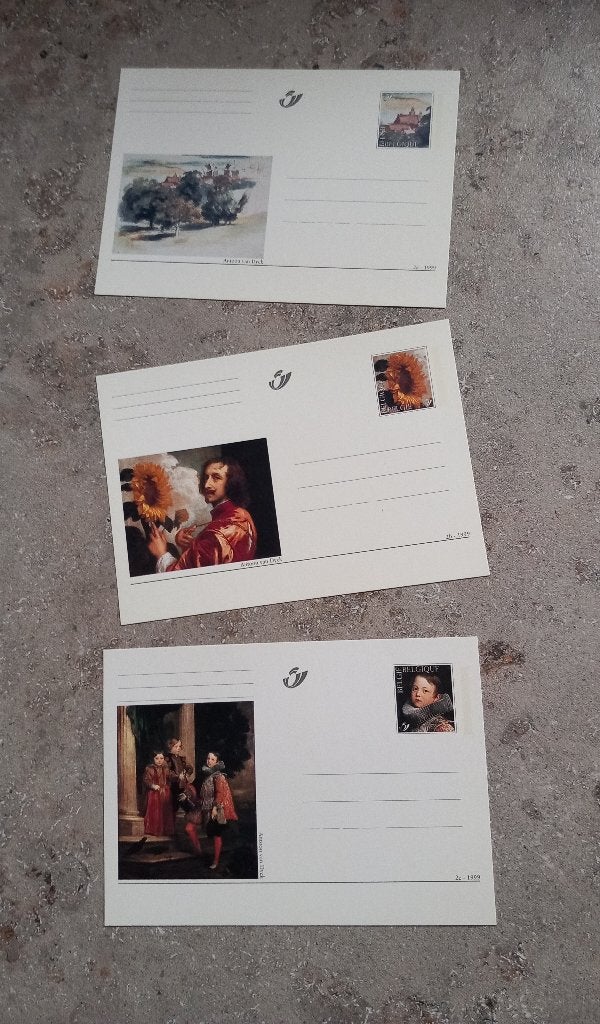 Postkaarten n.a.v. verjaardag Antoon Van Dyck., Ophalen of Verzenden, 1980 tot heden, Ongelopen