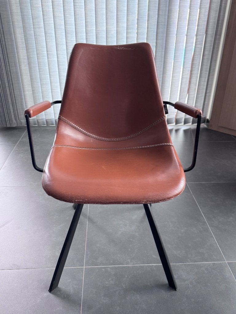 Kunstleder cognac stoelen Castle line (6), Huis en Inrichting, Stoelen, Ophalen, Gebruikt, Overige kleuren, Industrieel
