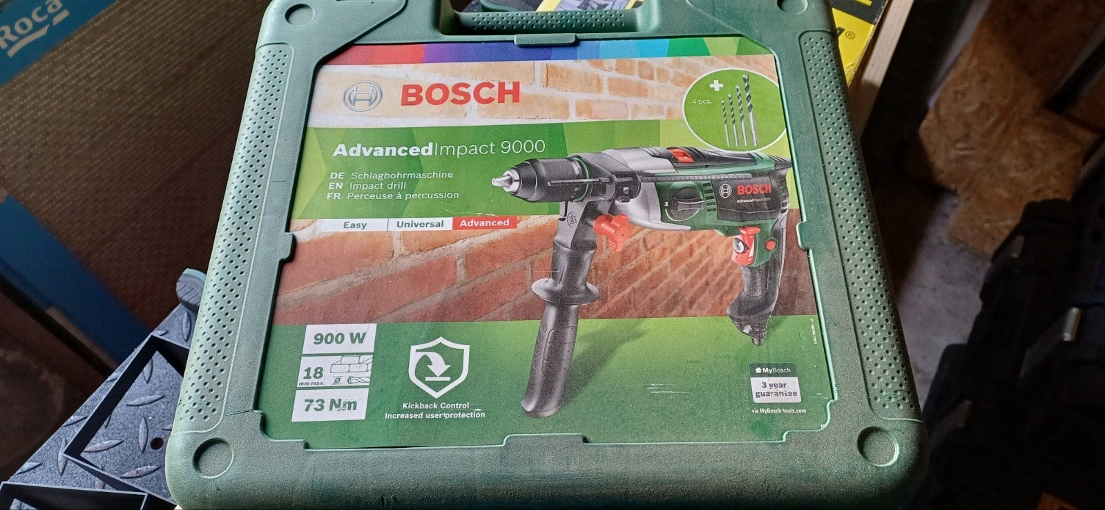 bosch advanced impact 9000 klopboormachine + 4 boren, Doe-het-zelf en Bouw, Klopboormechanisme, Ophalen, Boormachine, Gebruikt