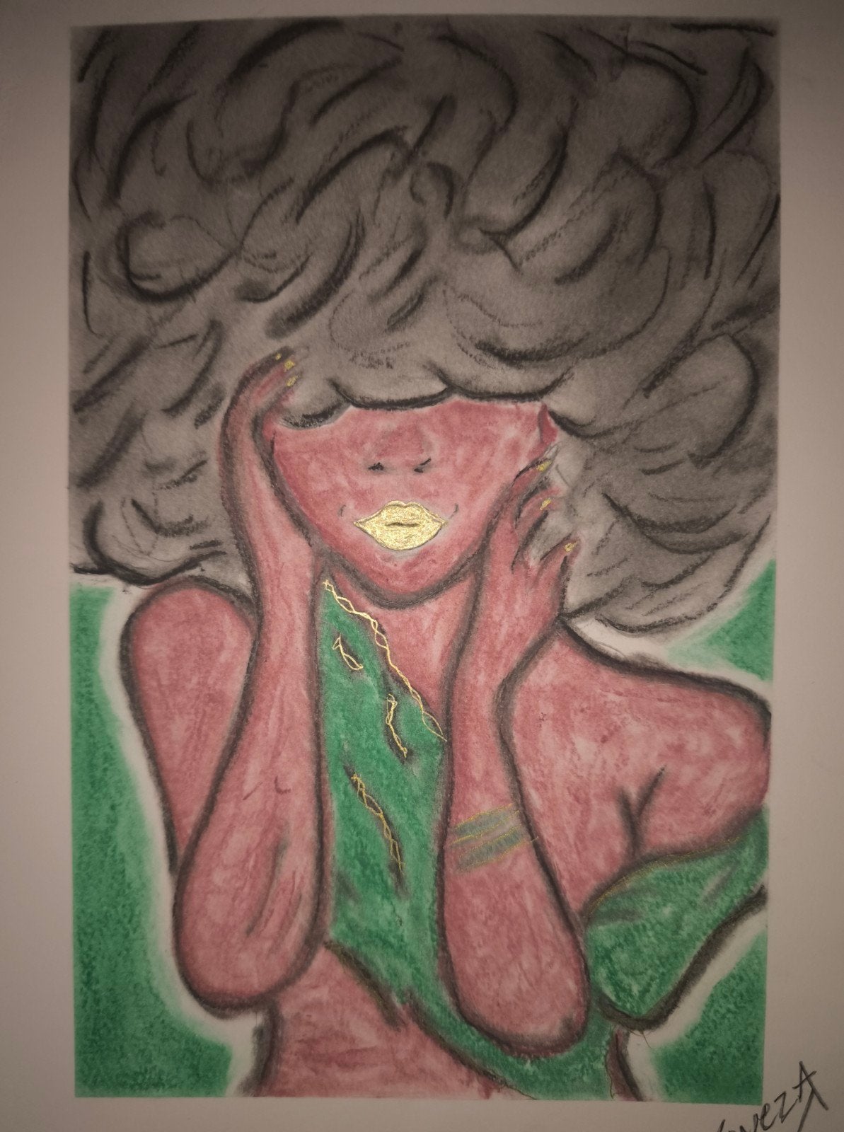 Queen Chocolate ivy 💚, Antiek en Kunst, Kunst | Schilderijen | Modern, Pastel, Papier/karton, Ophalen of Verzenden, Stripfiguren/cartoons