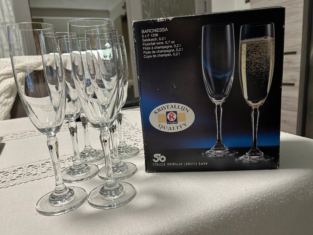 6 Prachtige Champagne glazen nog nieuw, Maison & Meubles, Enlèvement, Neuf, Verre, Verre ou Verres