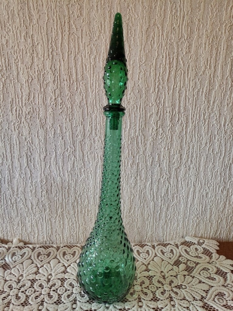 Vintage groene karaf, Antiek en Kunst, Ophalen