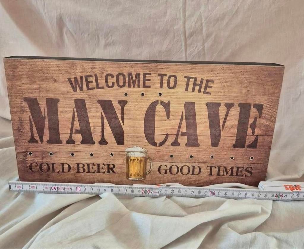 Man Cave wandbord – Vintage look, Huis en Inrichting, Industrieel, Ophalen, Hout