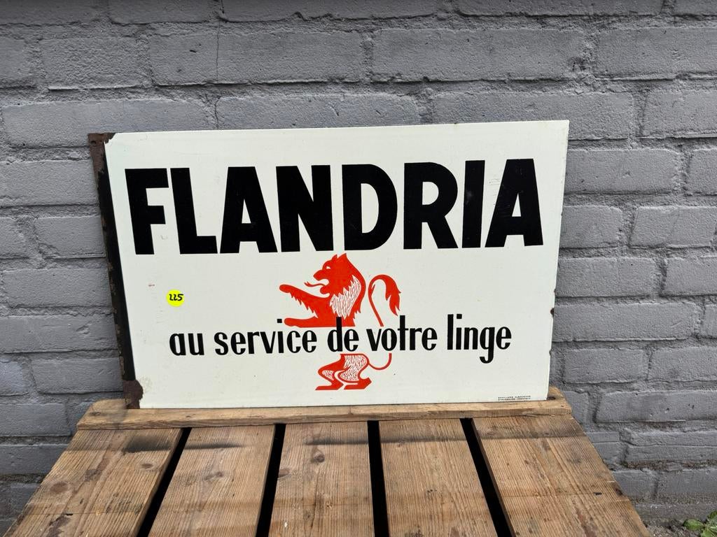 Flandria oud emaille reclamebord, Verzamelen, Merken en Reclamevoorwerpen, Ophalen, Gebruikt, Reclamebord