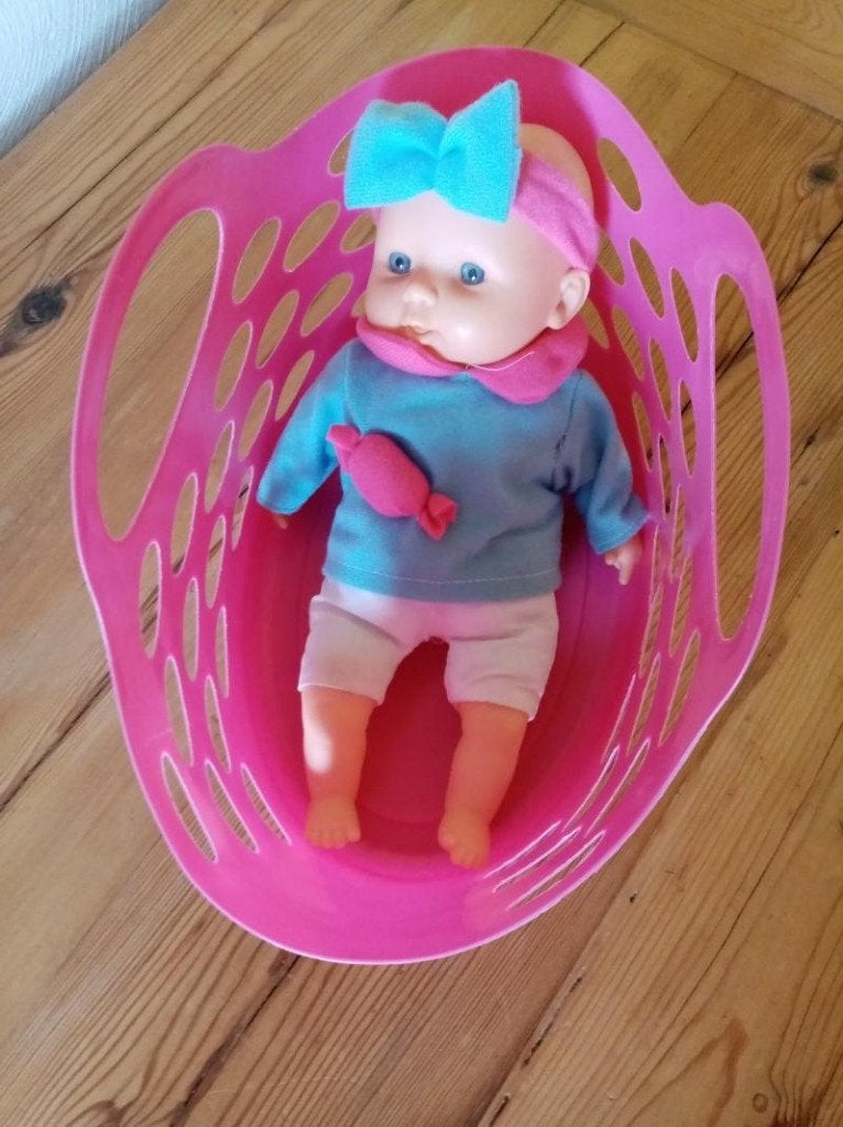 nieuw babypop , grote pop 33cm in boodschappenmandje, Kinderen en Baby's, Speelgoed | Poppen, Ophalen of Verzenden, Nieuw, Babypop