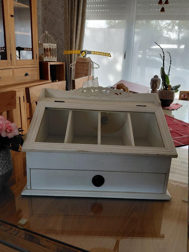 Oude Juwelenkist en schuiflade in, Huis en Inrichting, Ophalen, Glas