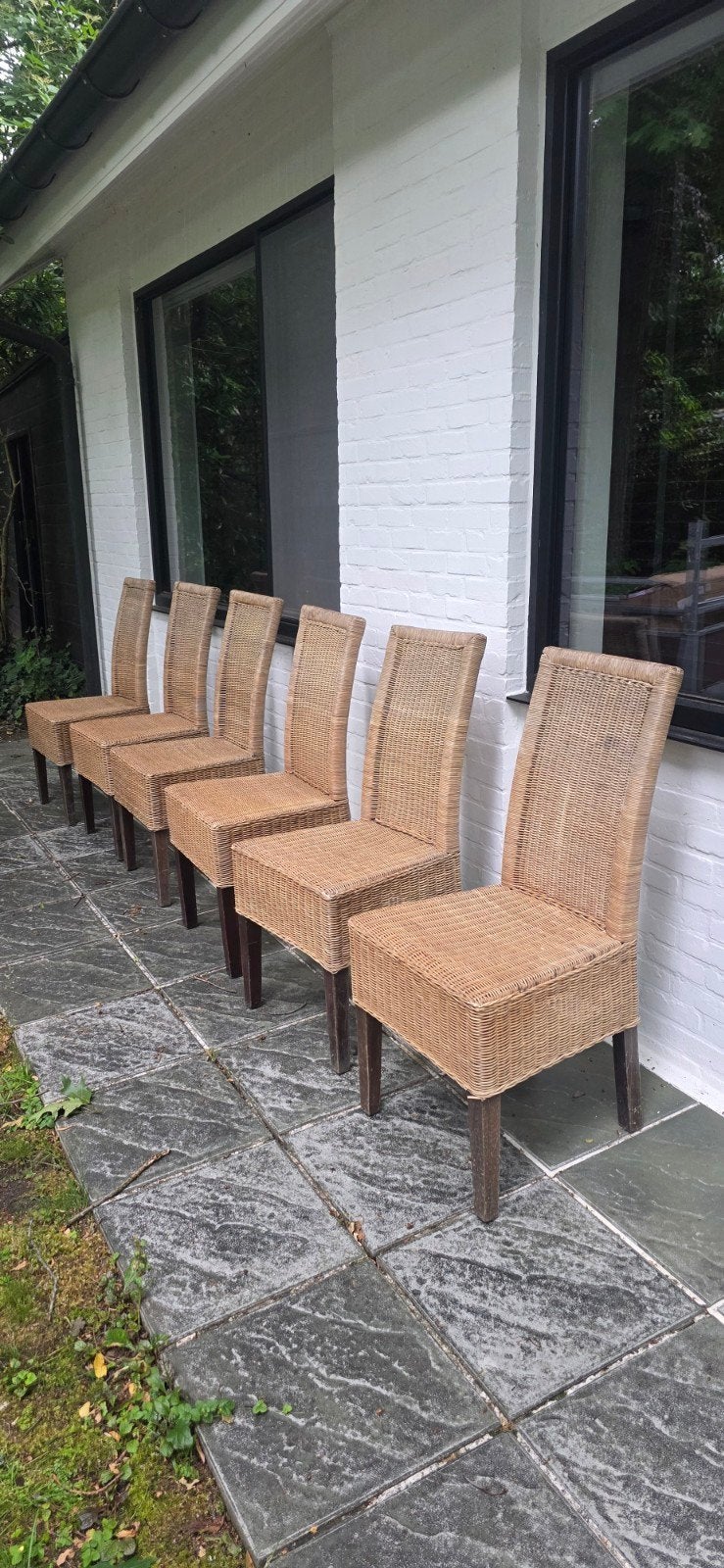 6 rieten tuinstoelen, Huis en Inrichting, Stoelen, Ophalen