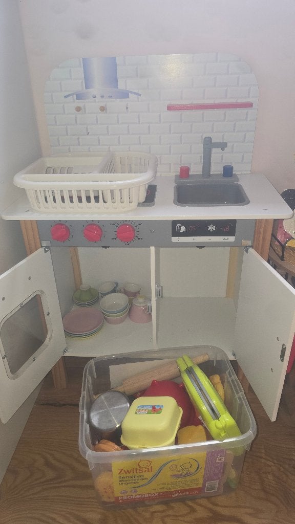 Speelgoedkeukentje met benodigdheden, Enlèvement, Utilisé, Bois, Jouer à la cuisine