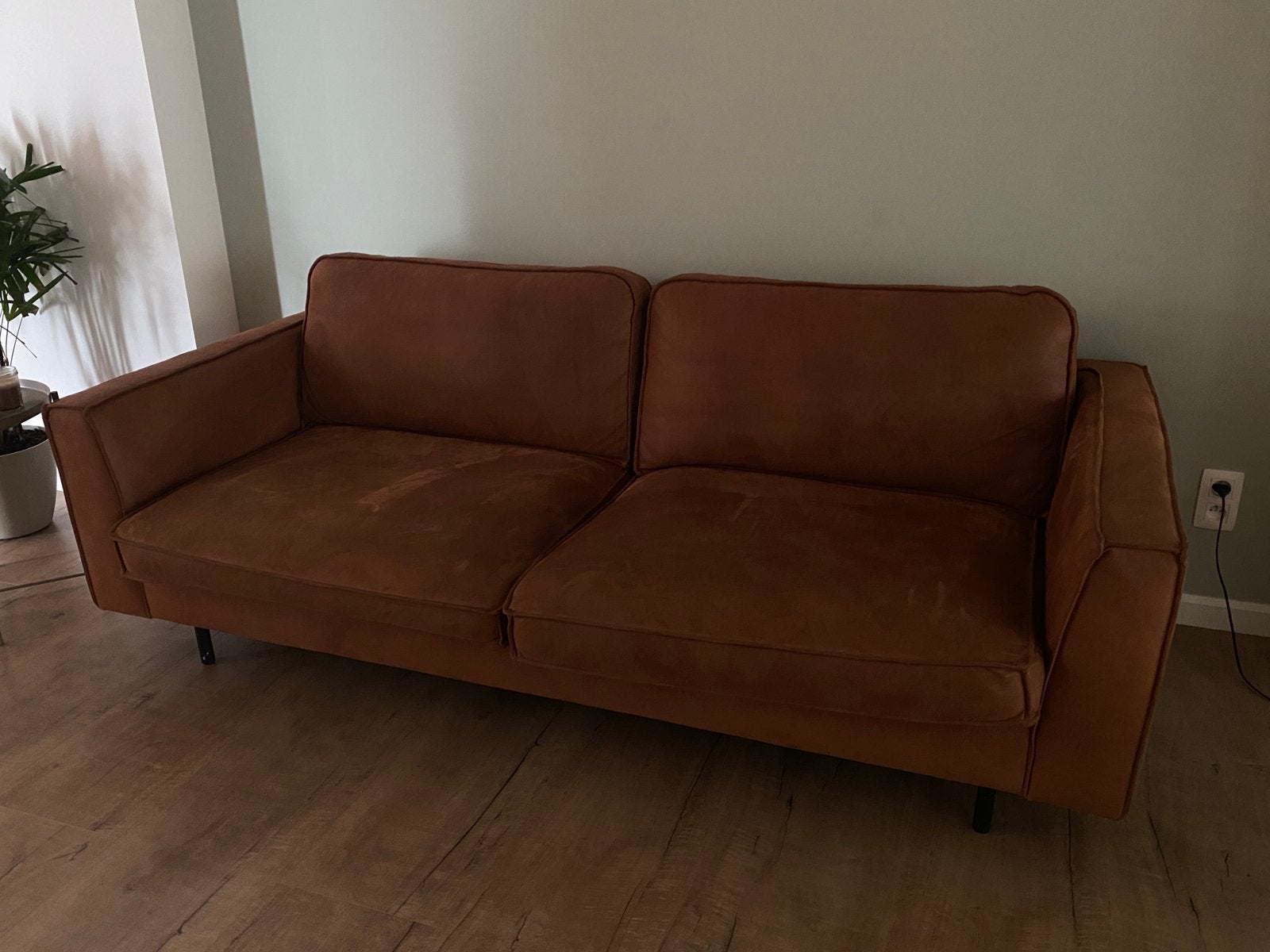 Echt leer zetel voor 400 euro, Ophalen, Gebruikt, Driepersoons, Rechte bank