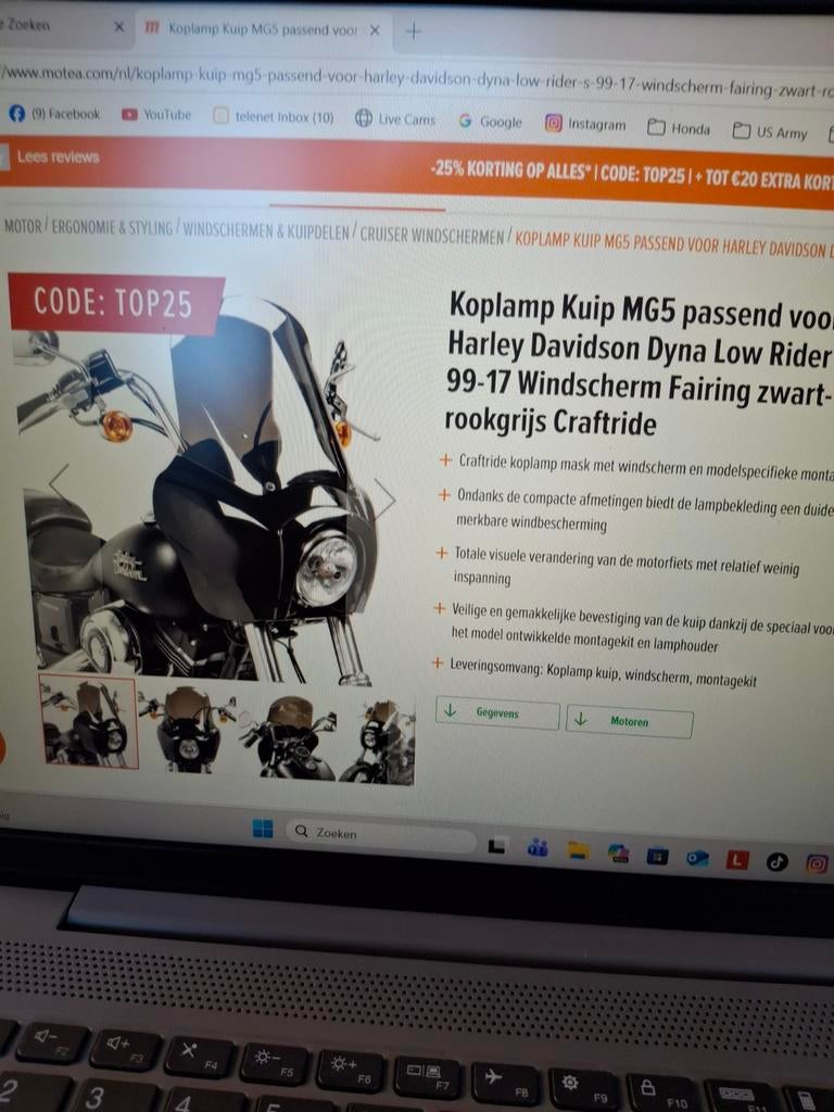 Windscherm Harley Davidson Street bob., Motoren, Ophalen