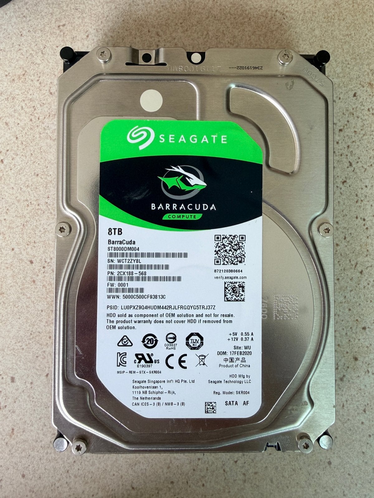 Seagate Barracuda Compute 8TB HDD sata, Informatique & Logiciels, Disques durs, Enlèvement ou Envoi, 8TB, Interne, Utilisé