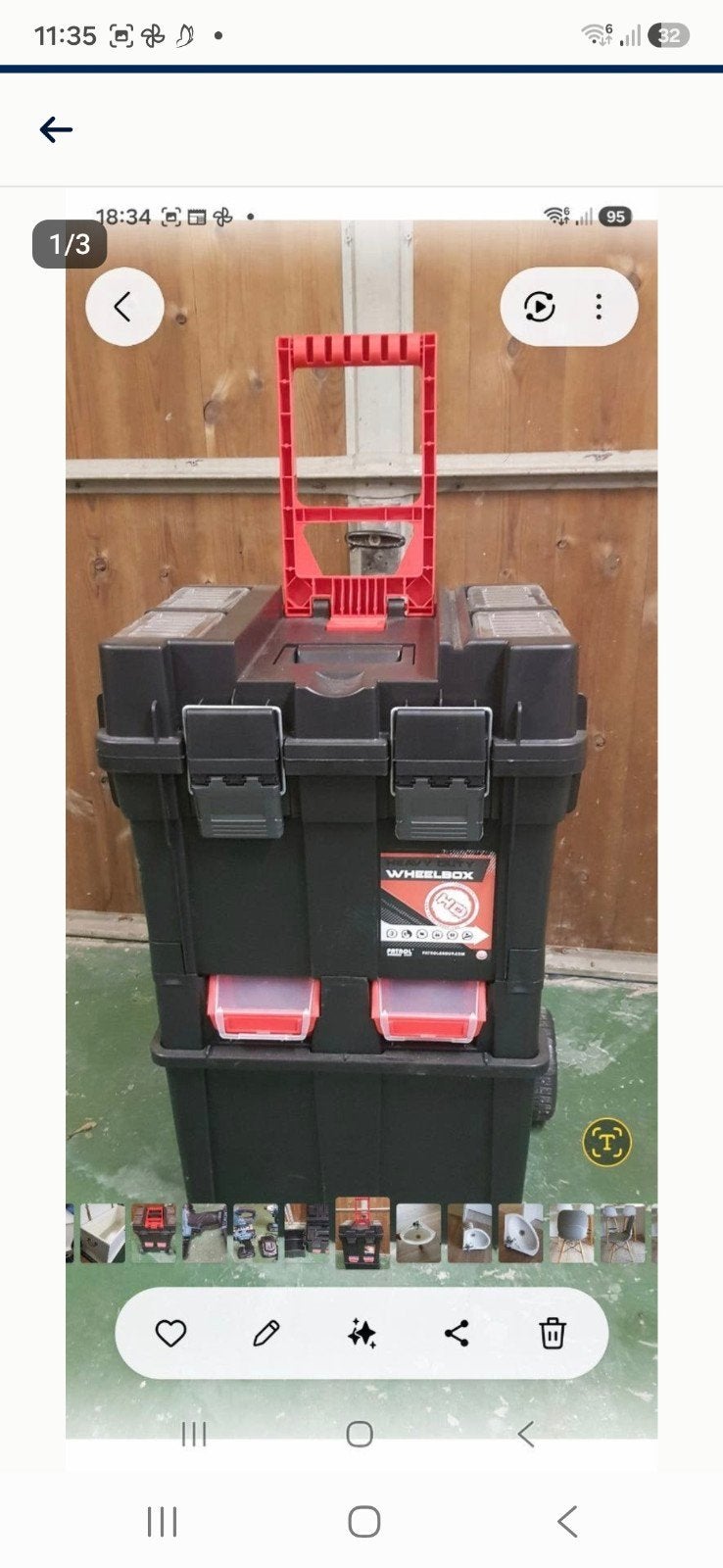 Nieuwe werkkoffer op wieltjes, Ophalen