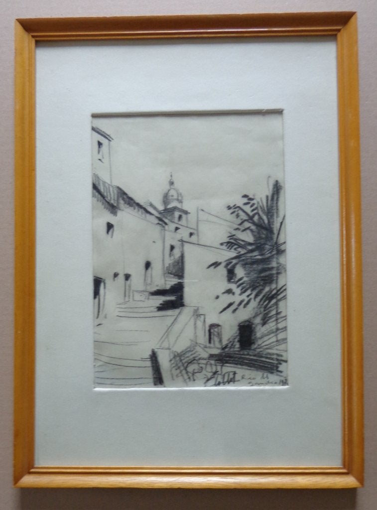 LOUIS COLLET / CERVERA SPANJE / ORIGINEEL / 45x32cm / KADER, Antiquités & Art, Enlèvement ou Envoi, Paysage urbain, Papier/carton