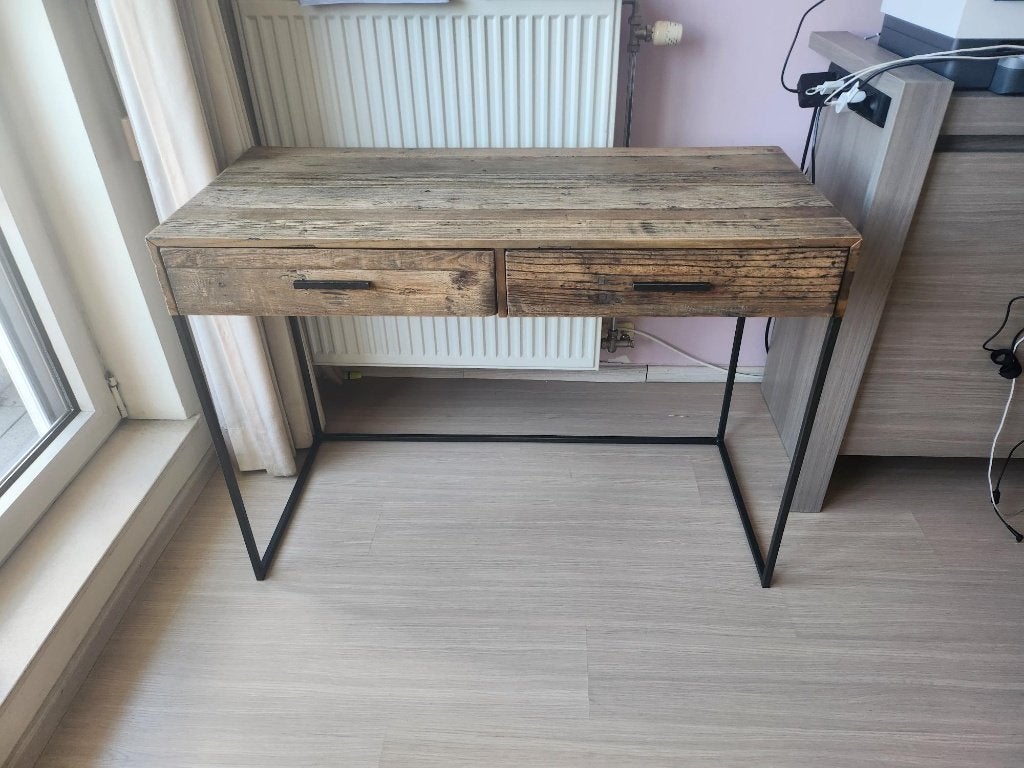 Bureau in gerecycleerde olm, natuurkleur, Ophalen, 110 cm, 50 cm, Zo goed als nieuw