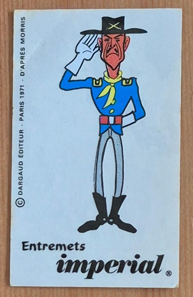 Lucky Luke sticker Entremets Imperial 1971 Morris, Enlèvement ou Envoi, Autres personnages, Comme neuf, Image, Affiche ou Autocollant