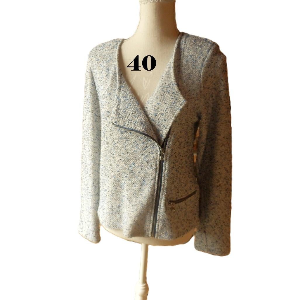 (69)- veste été femme t.40 bleue - promod -, Kleding | Dames, Jassen | Zomer, Zo goed als nieuw, Maat 38/40 (M), Blauw, Ophalen of Verzenden