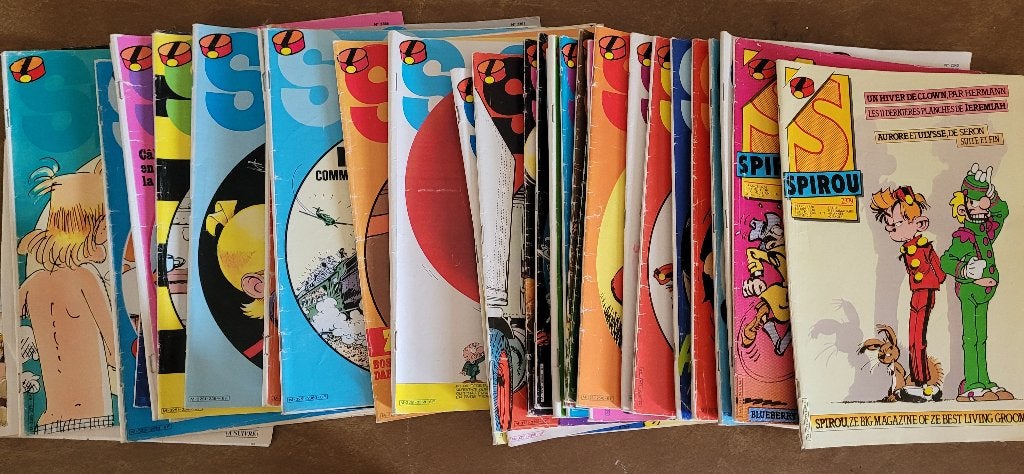 GRATIS - Set van +/- 50 Spirou uit de jaren 80, Meerdere stripboeken, Ophalen, Gelezen