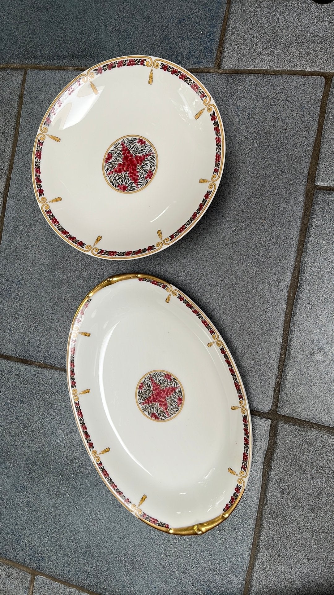 Ensemble 2 plats anciens Limoges, Antiek en Kunst, Ophalen