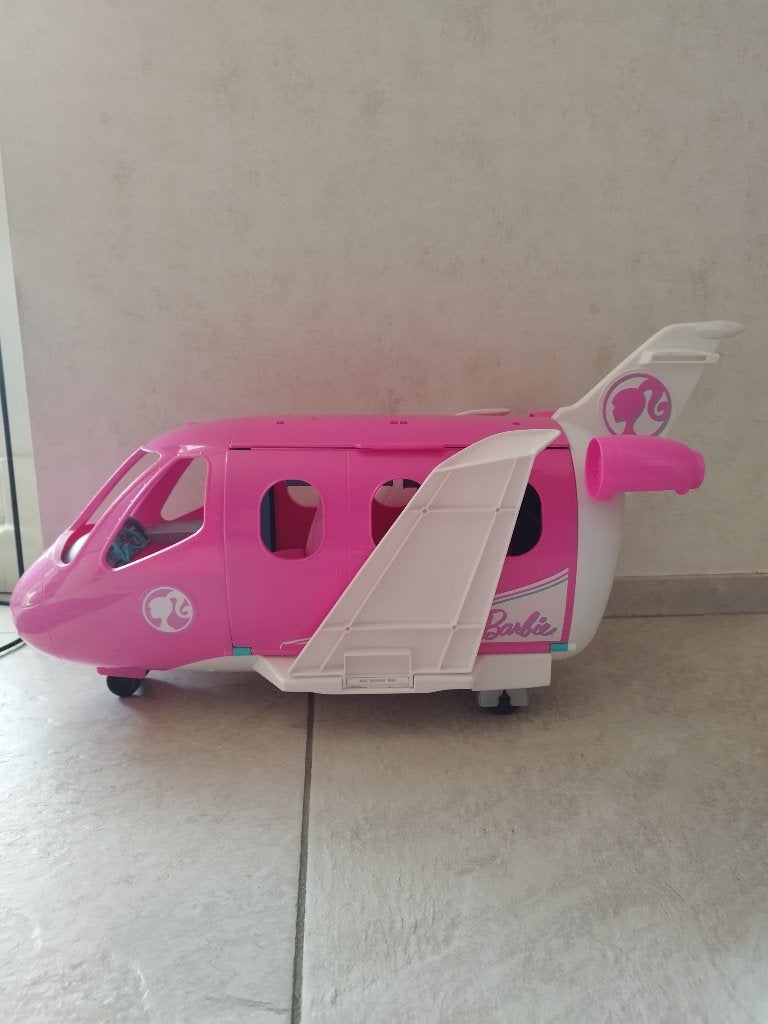 Barbie vliegtuig roze met wit, Kinderen en Baby's, Ophalen, Zo goed als nieuw, Barbie