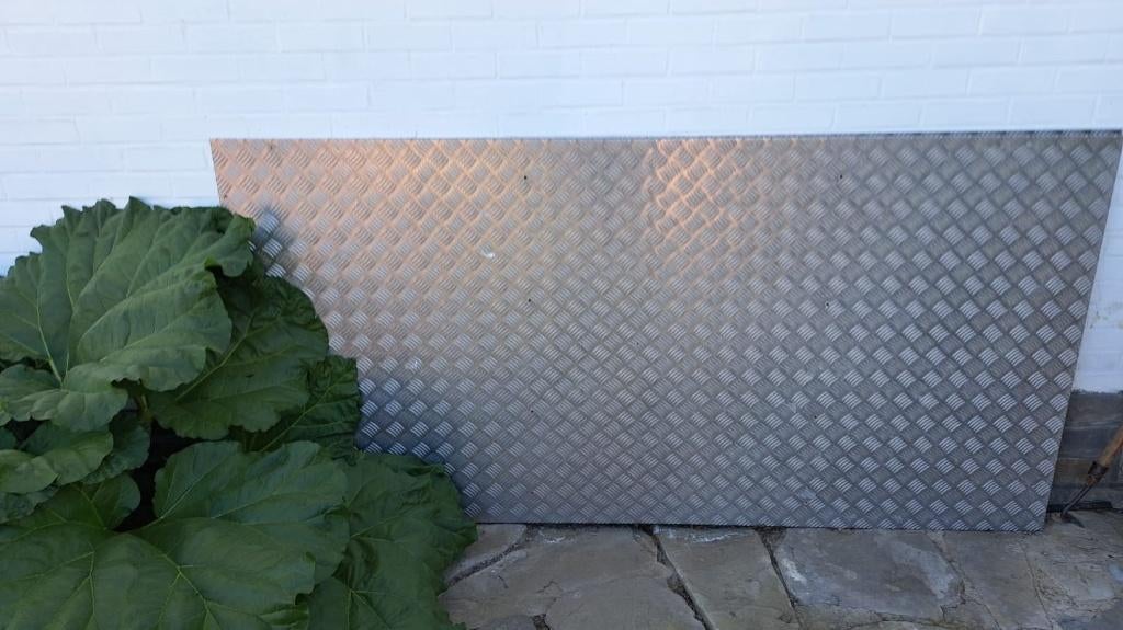 2 metalen tranenplaten 200x100, Ophalen, Zo goed als nieuw, Aluminium