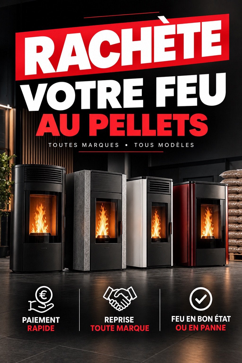 Feu pellets, Enlèvement, Comme neuf