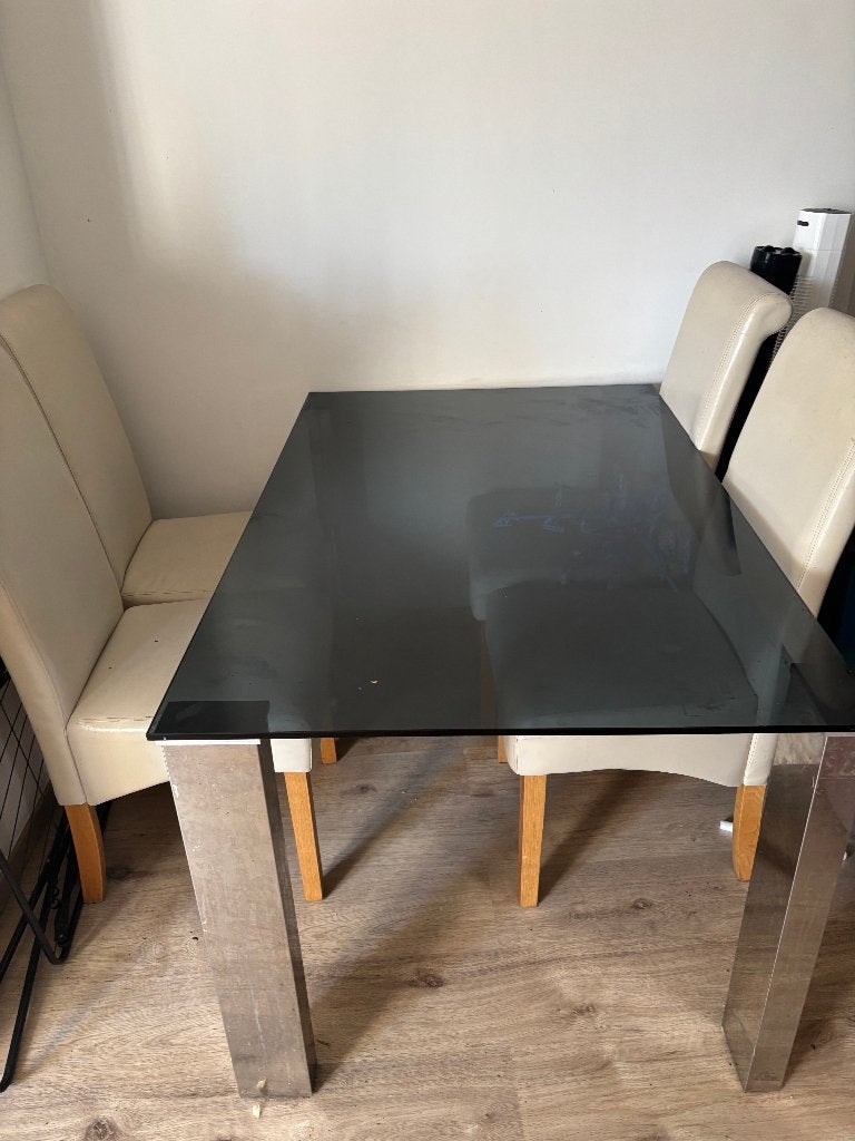 Dining Table + Chairs for Sale, Ophalen, Vier personen, Rechthoekig, Glas