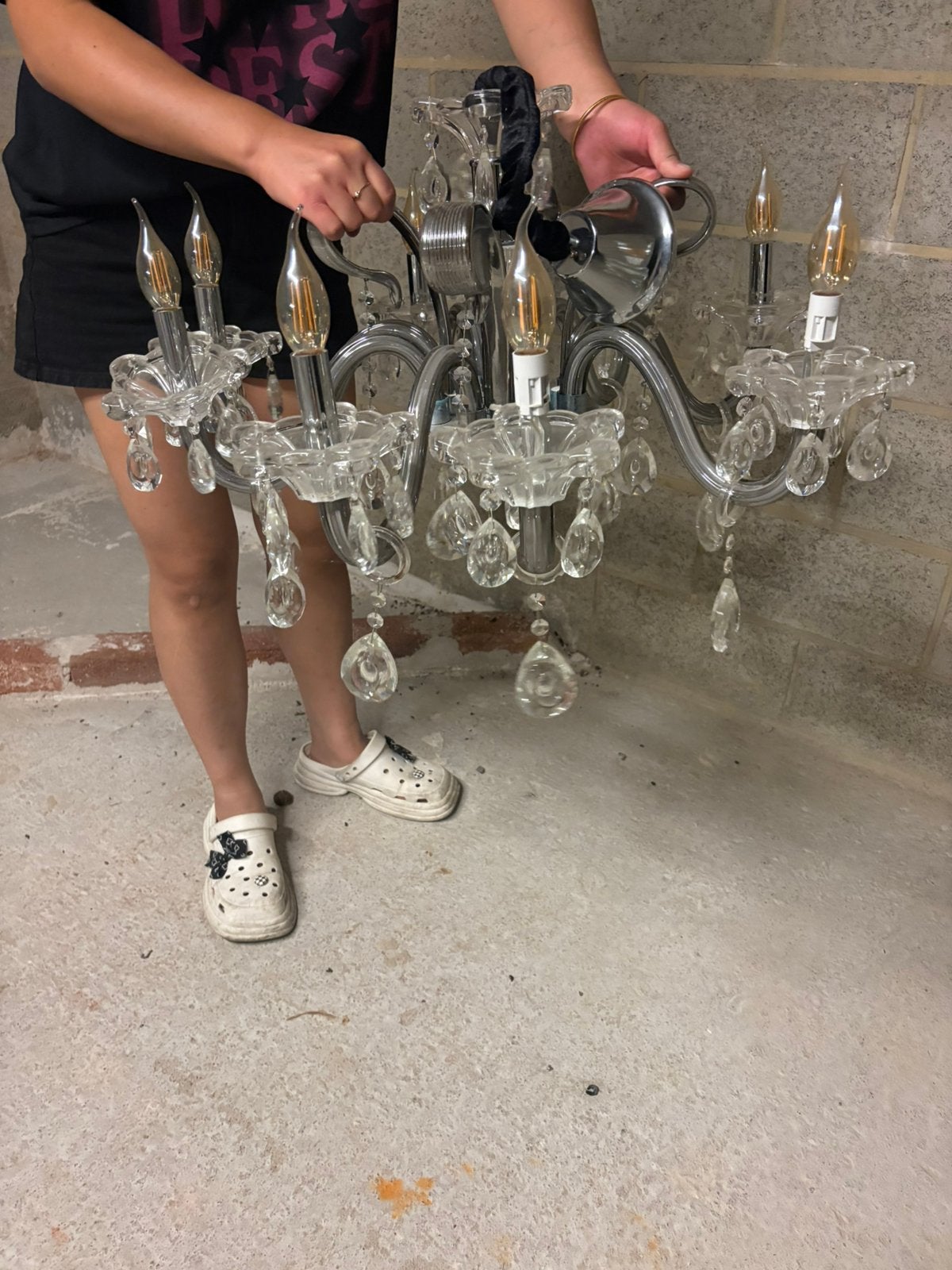 Kroonluchterlamp met 8 armen, Ophalen of Verzenden, Nieuw, Glas, Ancien