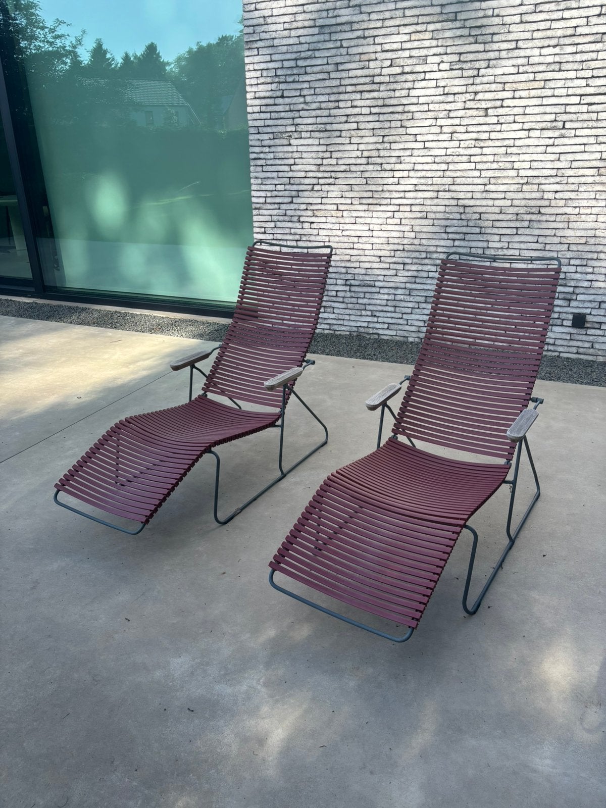 Houe Ligbedden (2 exemplaren) Paprika kleur, Jardin & Terrasse, Chaises longues, Enlèvement, Comme neuf, Synthétique, Réglable