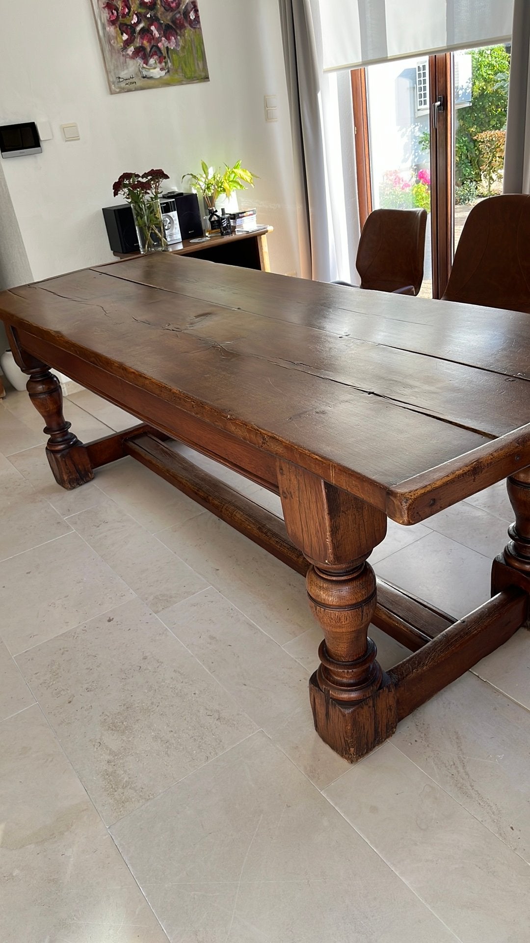 Antieke tafel, Huis en Inrichting, Gebruikt, Eikenhout, 200 cm of meer, 50 tot 100 cm