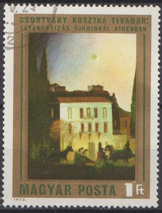 Hongarije -"Rit in Athene bij nieuwe maan" -T. Kosztka -1973, Verzenden, Gestempeld