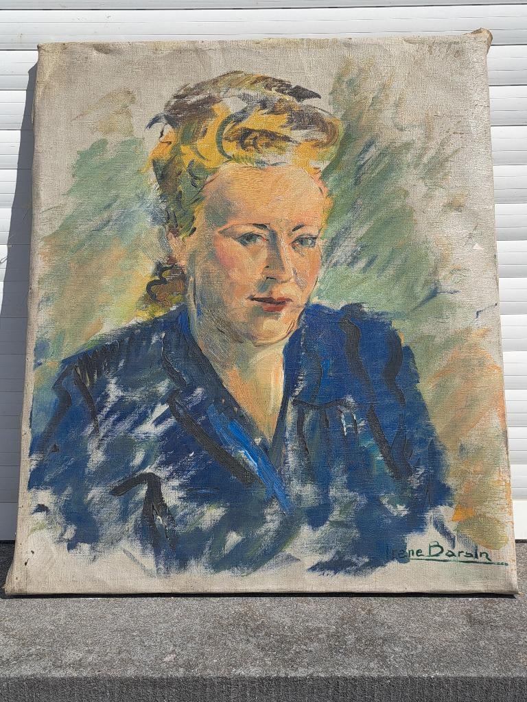 huile sur toile femme signe irene barsin, Antiek en Kunst, Kunst | Schilderijen | Klassiek, Ophalen of Verzenden