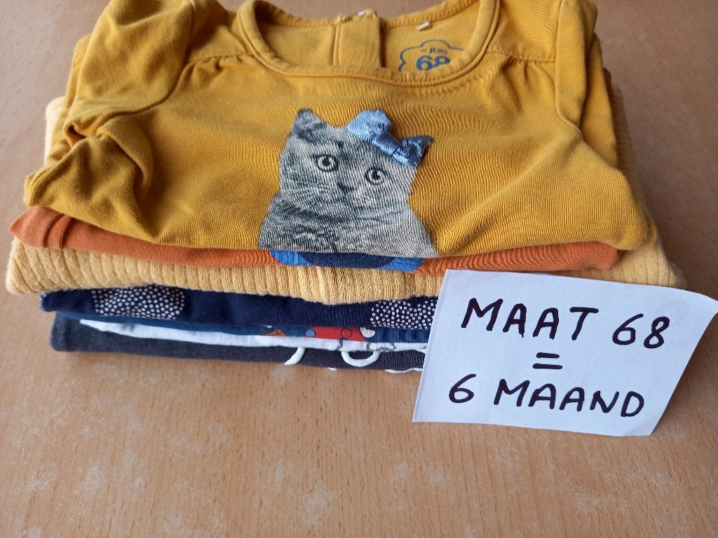 État neuf : vêtements à manches longes filles, taille 68, Enfants & Bébés, Enlèvement ou Envoi, JBC, Comme neuf, Chemisette ou Manches longues