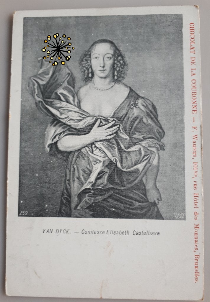 Anc. PC Chocolat la Couronne : Comtesse Castelhave Réf.E125, Collections, Cartes postales | Thème, Non affranchie, 1920 à 1940