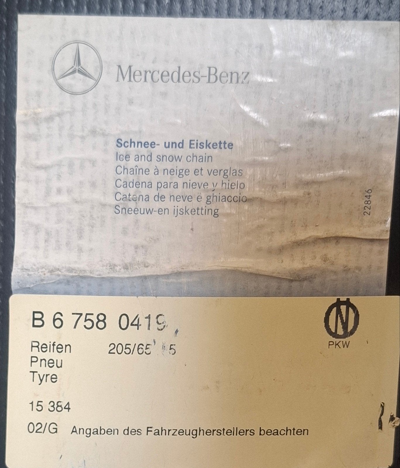 Originele Mercedes-Benz sneeuw- en ijskettingen 205/65 R15, Auto diversen, Ophalen of Verzenden, Gebruikt