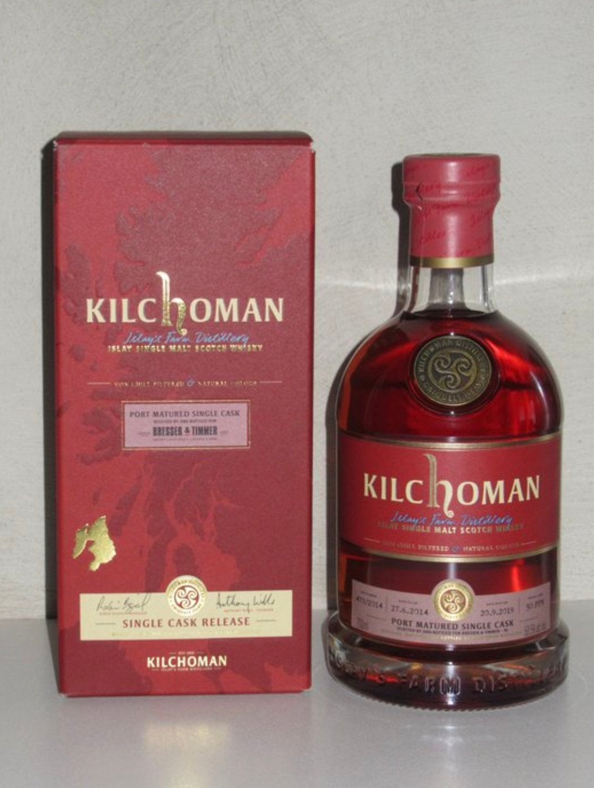 Kilchoman 2014 Port Matured Single Cask Bresser & Timmer, Collections, Vins, Enlèvement ou Envoi, Comme neuf, Porto